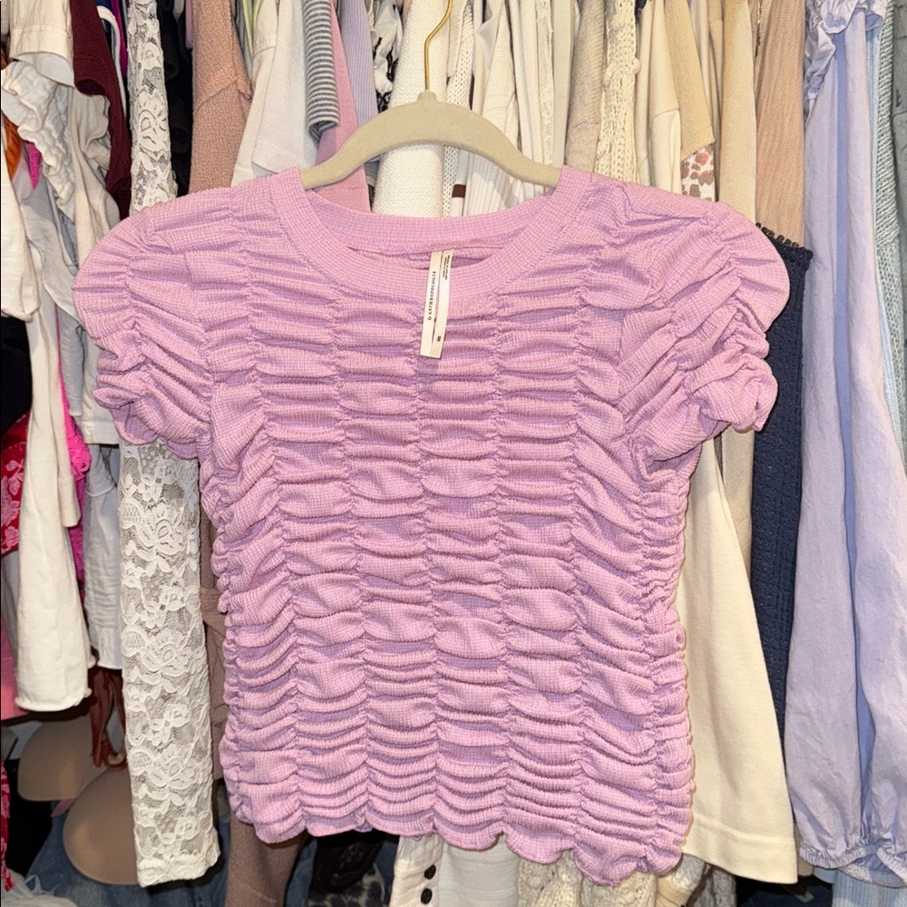 Anthropologie Lavender Ruched Top, never worn and in perfect condition!